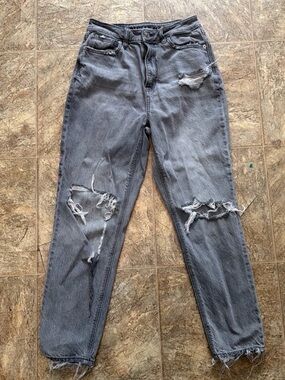 American Eagle Outfitters Distressed Boyfriend Jeans - Washed Gray